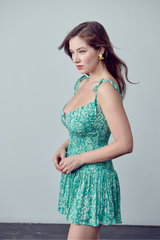 Katie boho print green dress