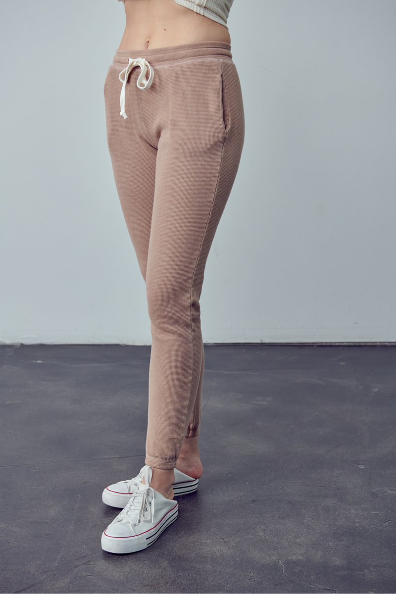 Amy Elastic Band Front Strap Thermal Joggers