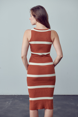 Jess Stripe Pattern Sweater Midi Dress