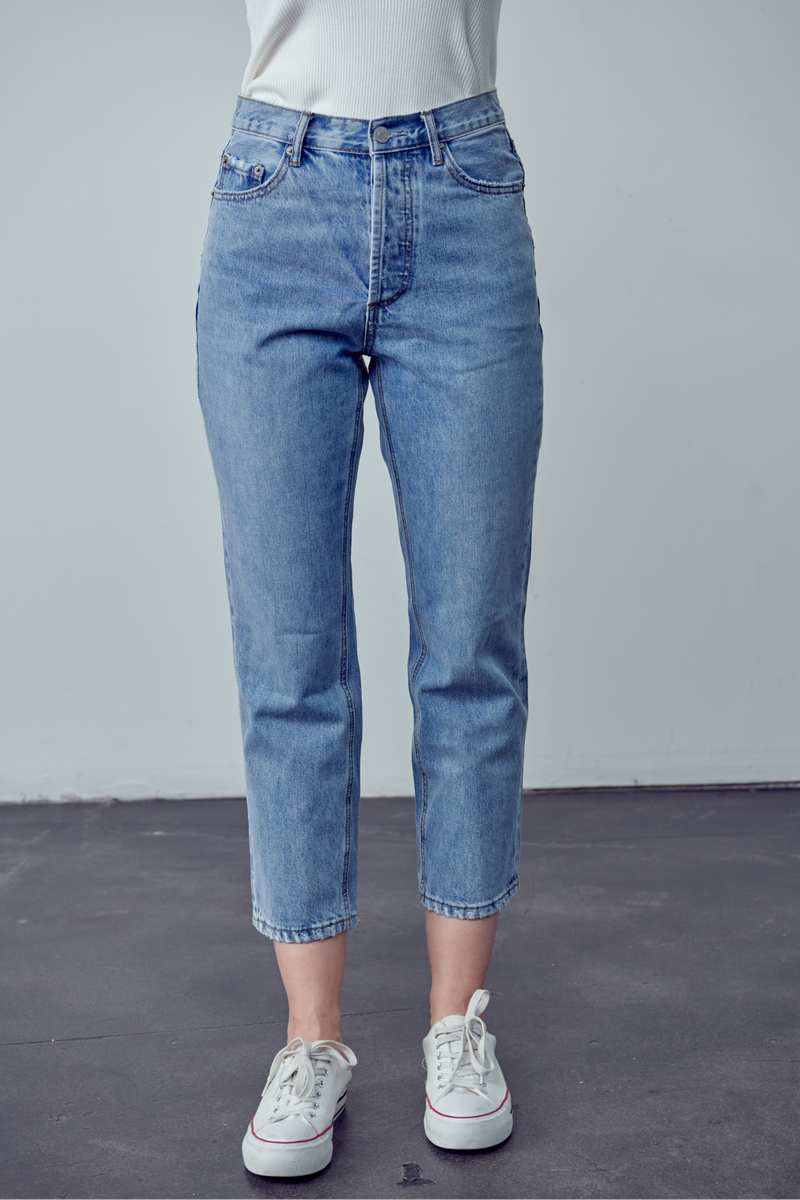 Isabel woven denim straight jean