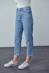 Isabel woven denim straight jean