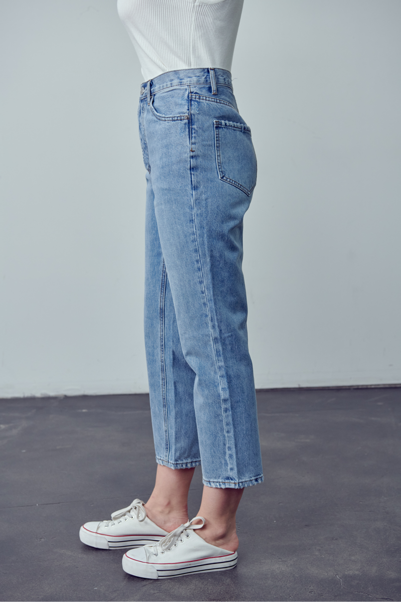 Isabel woven denim straight jean