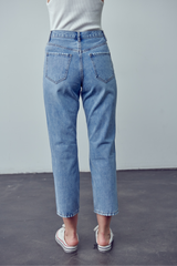 Isabel woven denim straight jean