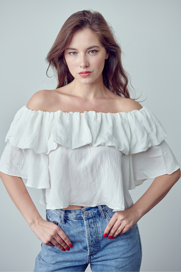 Briella open Shoulder Ruffle Top