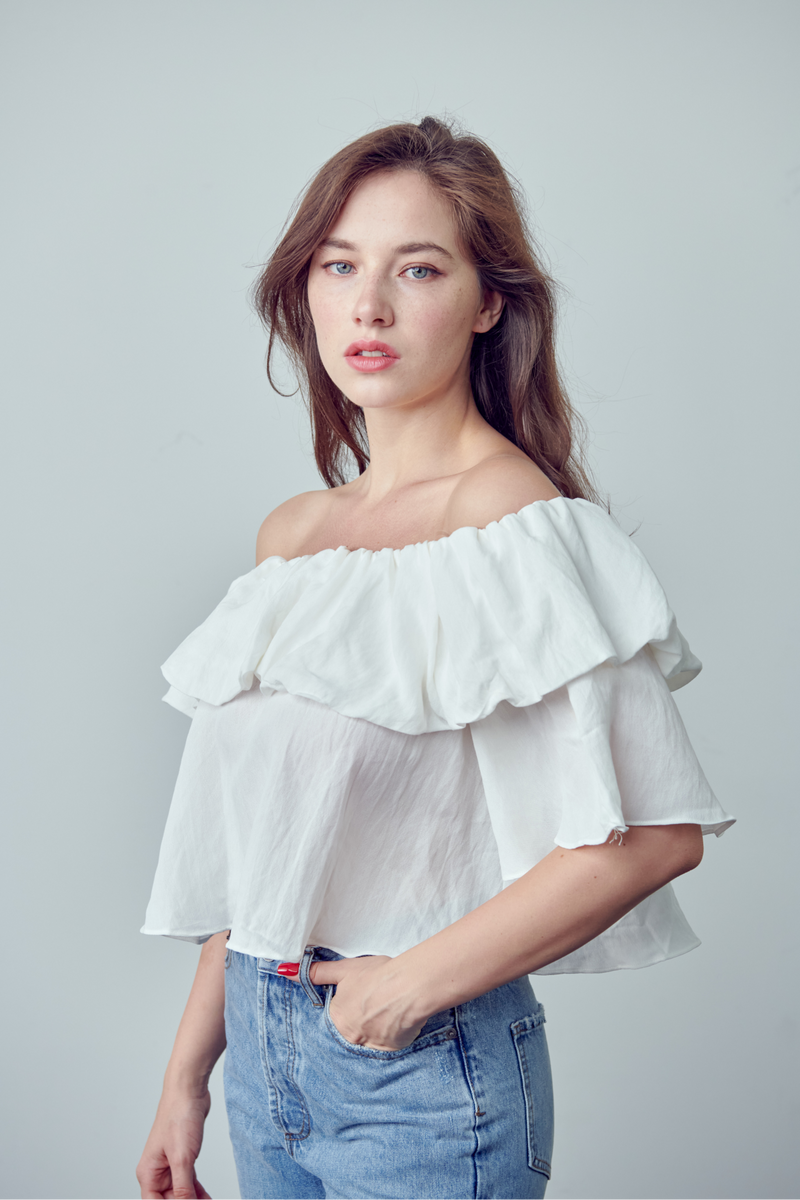 Briella open Shoulder Ruffle Top