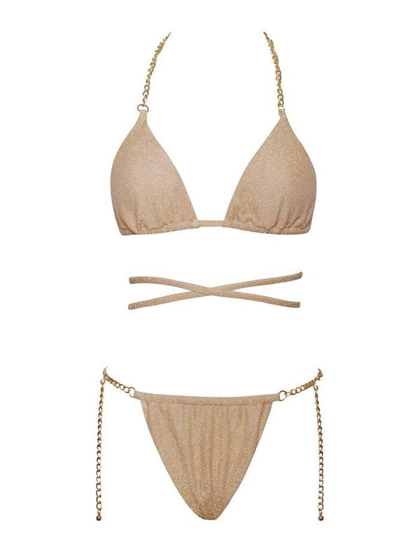 Valery Gold Chain Glitter Bikini Set