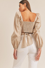 Ember long sleeve puff shoulder