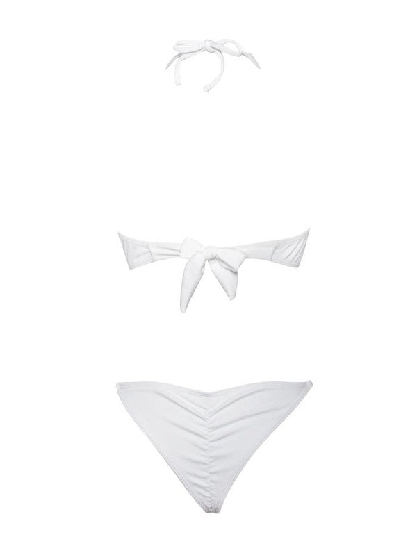 Scarlett White Gold Chain Halter Neck Bikini set