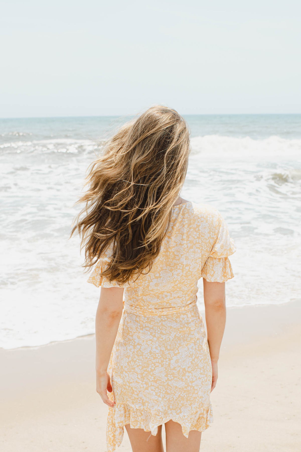 Ava pastel peach wrap dress – TBT