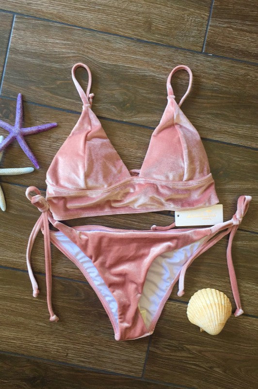 Iris velvet bralette bikini top and bottom set